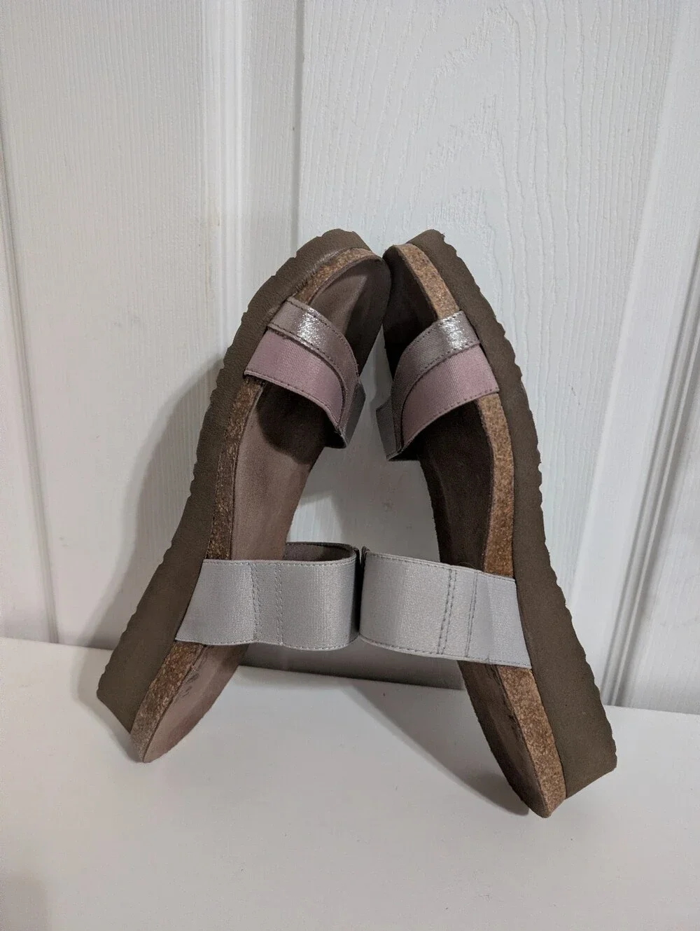 NAOT Womens Sandals Frankie Slide Shoes Gray Purple Leather Size 10 US / 41 EUR